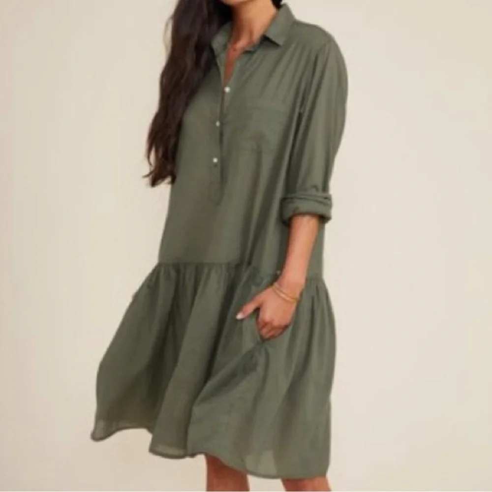 Grayson Frank & Eilleen M The Changemaker Shirt Dress Sage Green Liquid Flannel